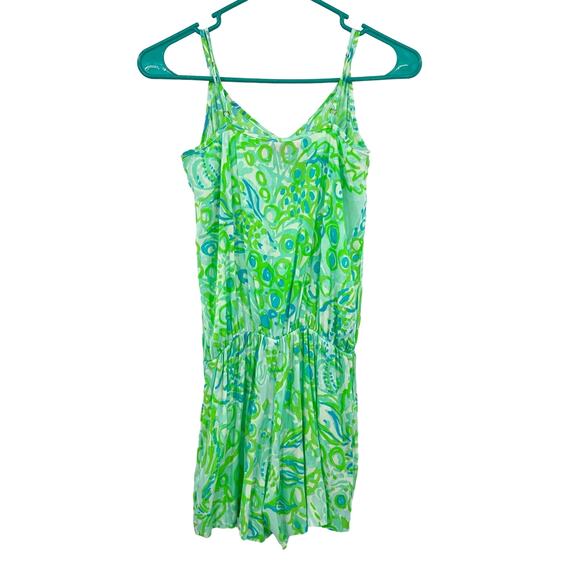 Lilly Pulitzer size XXS green blue white sleeveless‎ romper - Picture 2 of 5